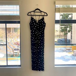 Cropped, wide leg polka dot jumpsuit